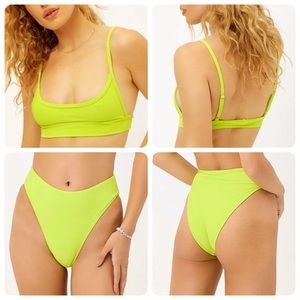 Frankies Bikini Set - Jenna Ribbed High Waist Bottom & Gavin Scoop Neck Top - L